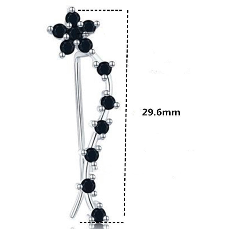 S925 Sterling Silver Earrings Female Black Zircon Ear Studs-Jewearrings