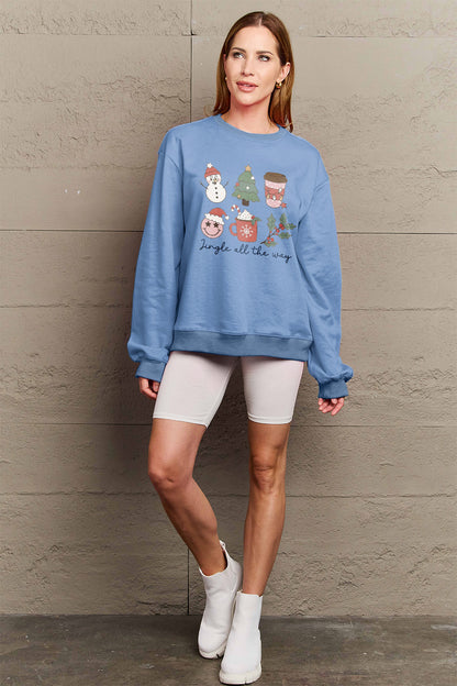 Simply Love Full Size JINGLE ALL THE WAY Long Sleeve Sweatshirt-Jewearrings