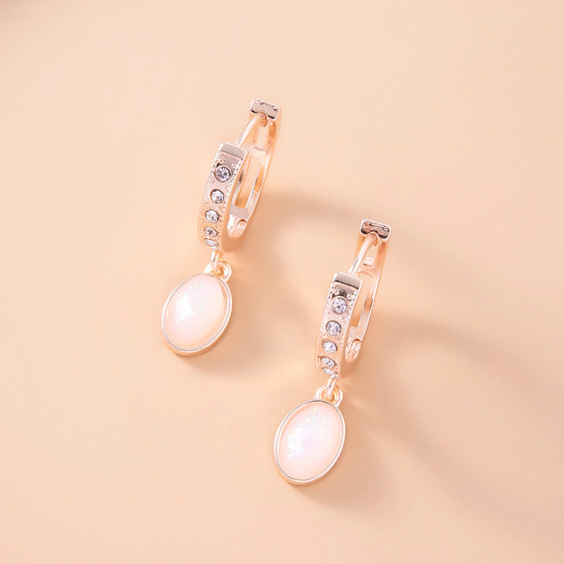 Pink Opal Stone Earrings For Women-Jewearrings