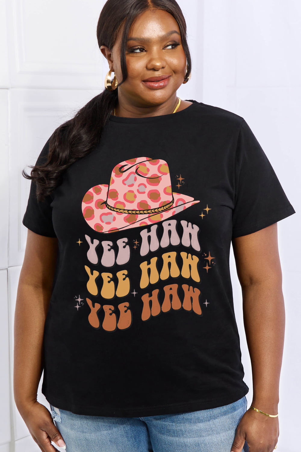 Simply Love Simply Love Full Size YEE HAH YEE HAH YEE HAH Graphic Cotton Tee-Jewearrings