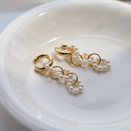 Vintage Pearl Circle Buckle Earrings-Jewearrings