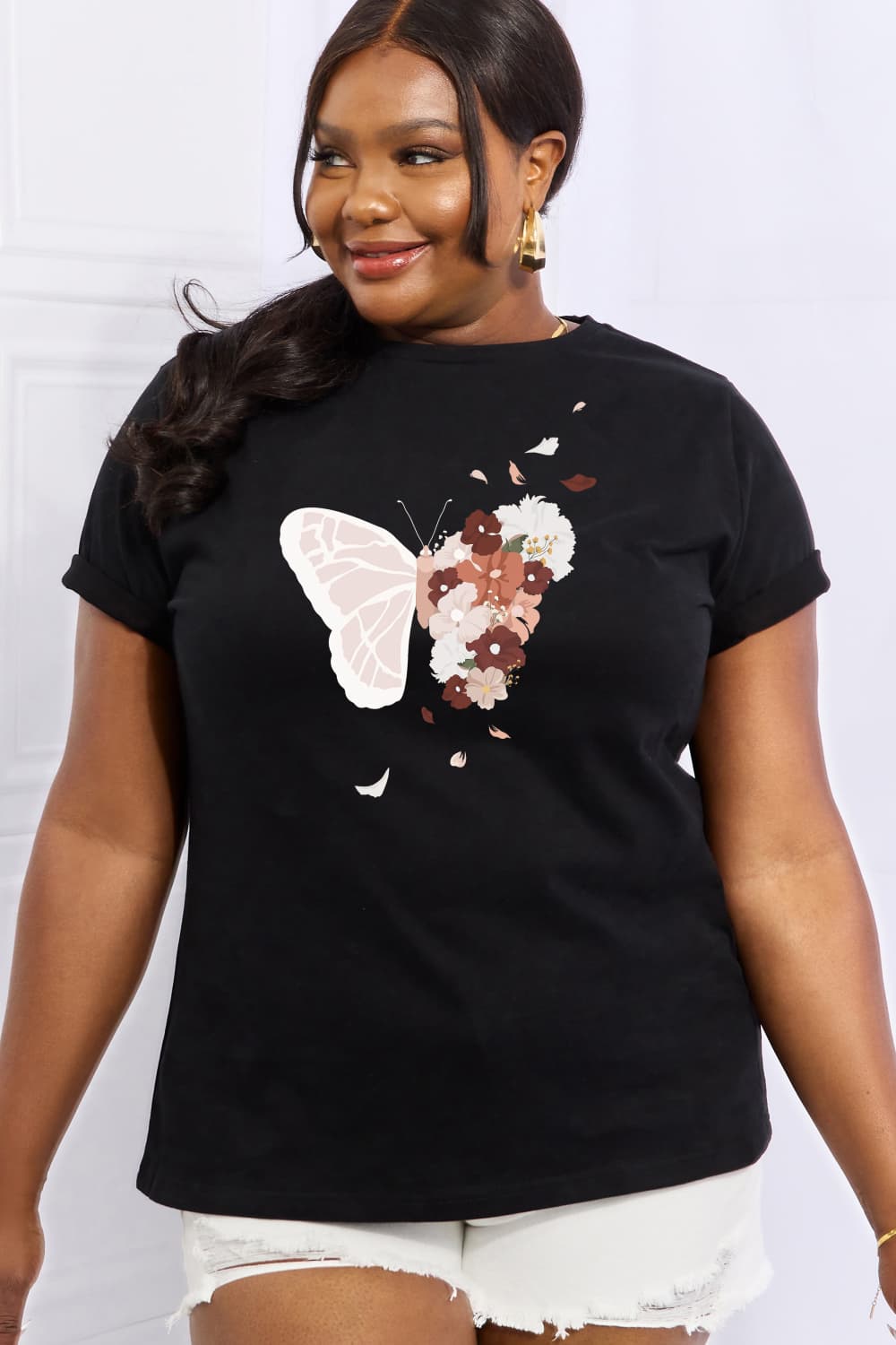 Simply Love Full Size Butterfly Graphic Cotton Tee-Jewearrings