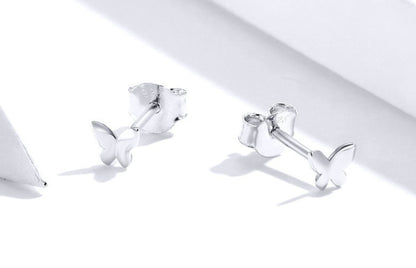 Simple Butterfly Sterling Silver Stud Earrings-Jewearrings