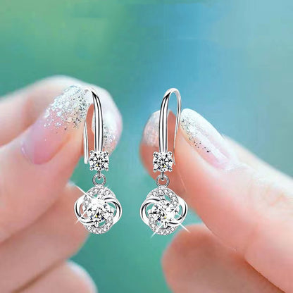 Stud Earrings Four-leaf Clover Personality Super Fairy Ear Hooks-Jewearrings