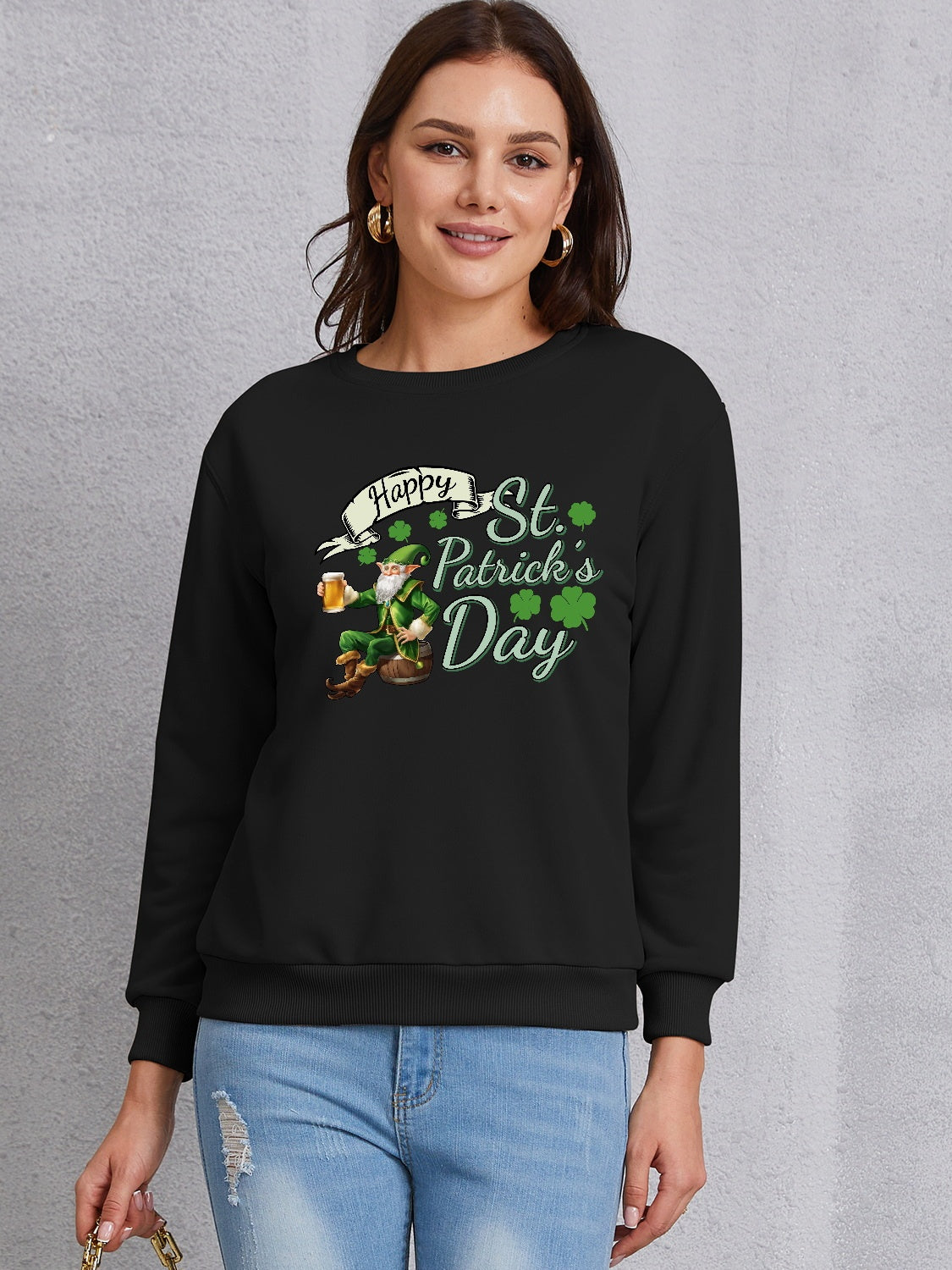 HAPPY ST. PATRICK'S DAY Round Neck Sweatshirt-Jewearrings