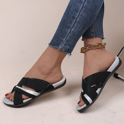 Crisscross PU Leather Open Toe Sandals-Jewearrings