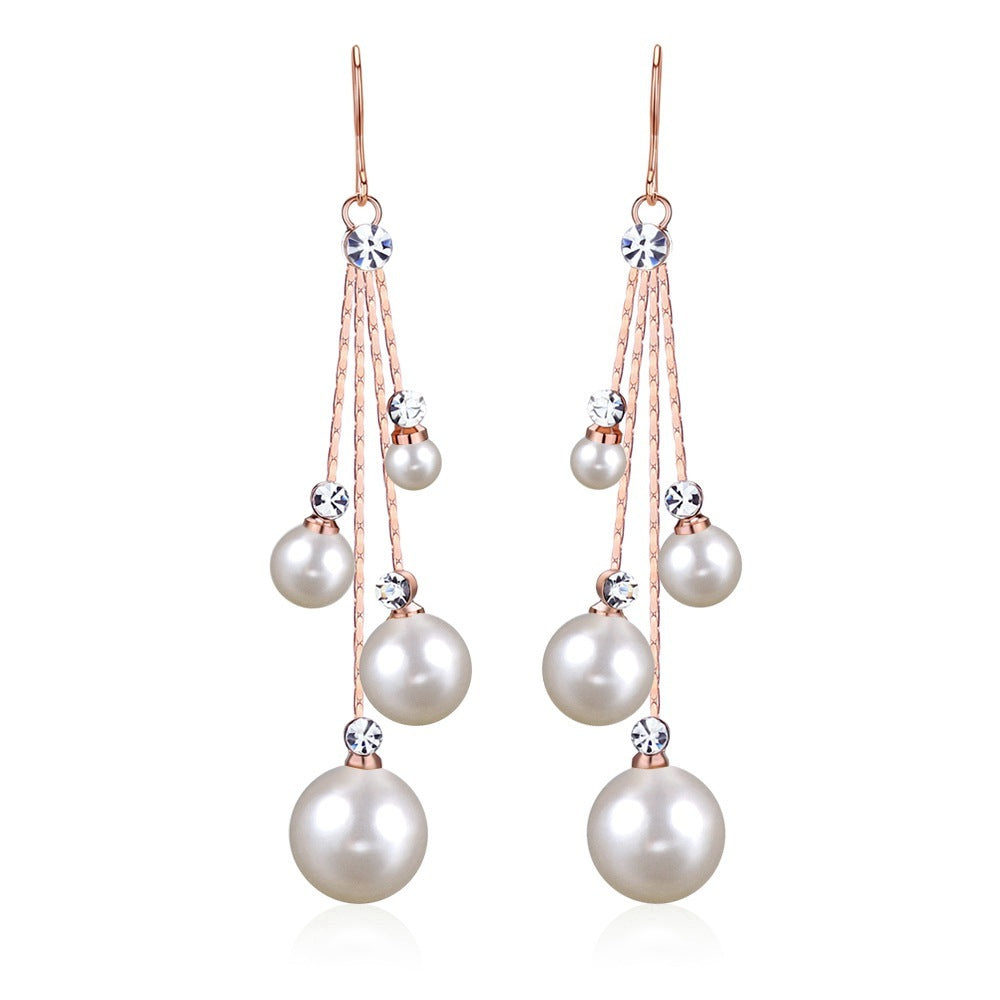 Pearl Earrings Rhinestone Ear Hook-Jewearrings