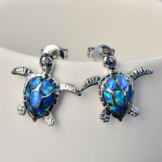 Opal Turtle Multicolor Stud Earrings-Jewearrings