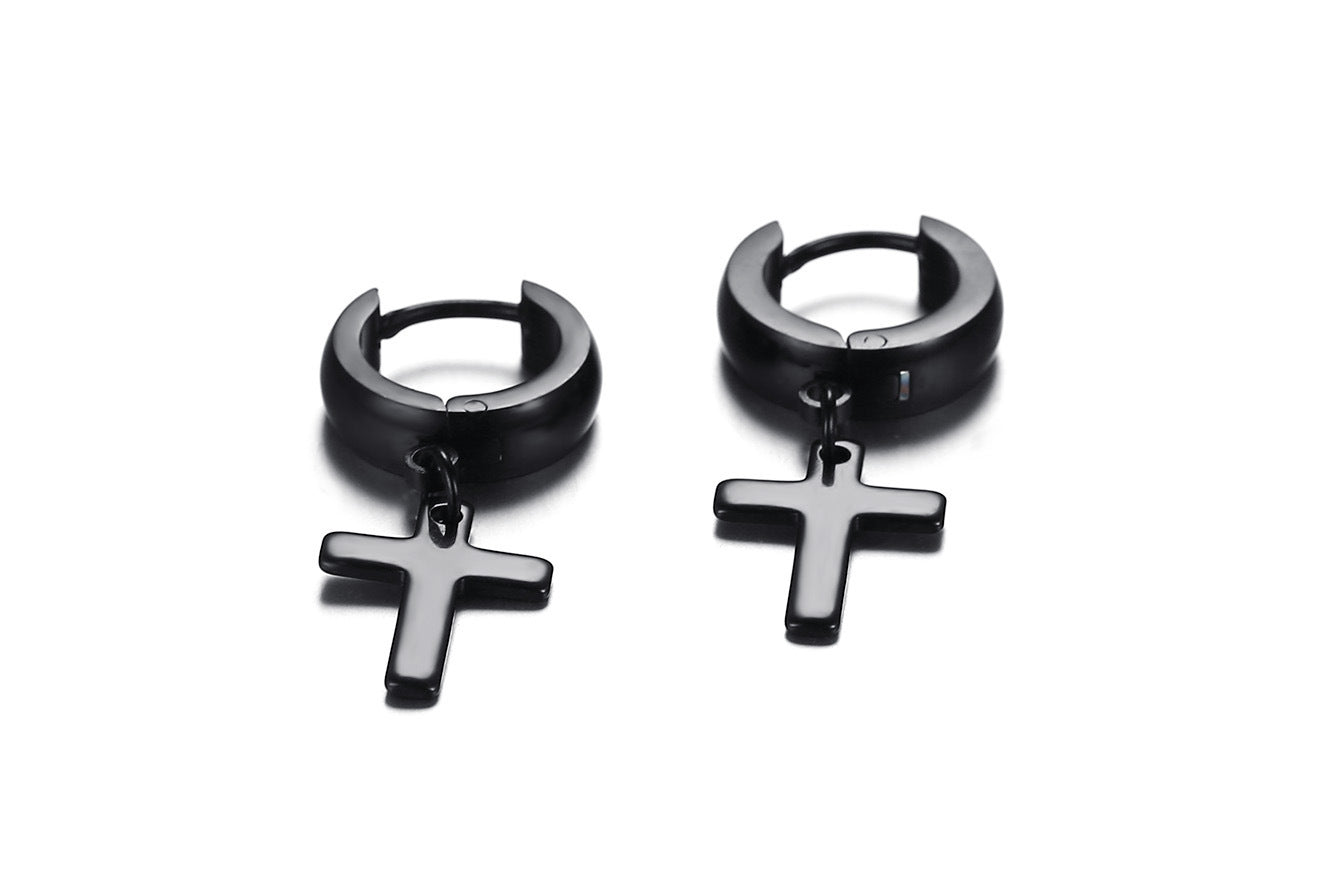 Stainless steel cross earrings-Jewearrings