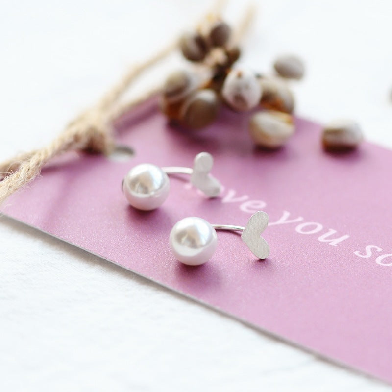 S925 sterling silver love pearl earrings-Jewearrings