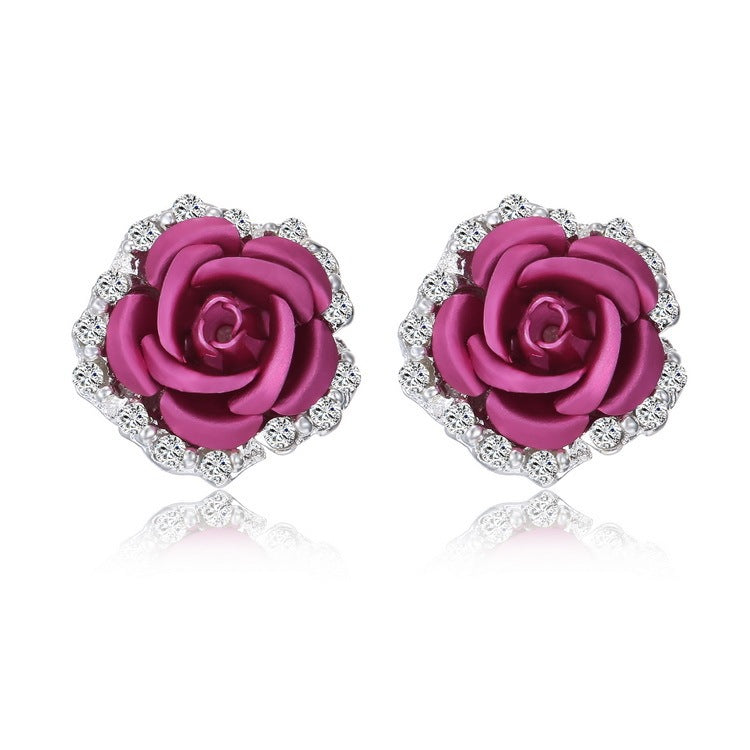 Earrings Source Wholesale Rose Flower Ear Clip Earrings-Jewearrings