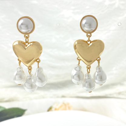 Women's Fashionable Temperamental All-match Irregular Pearl Pendant Tassel Earrings-Jewearrings