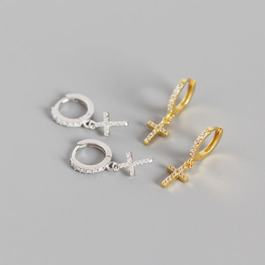 Cross stud earrings-Jewearrings