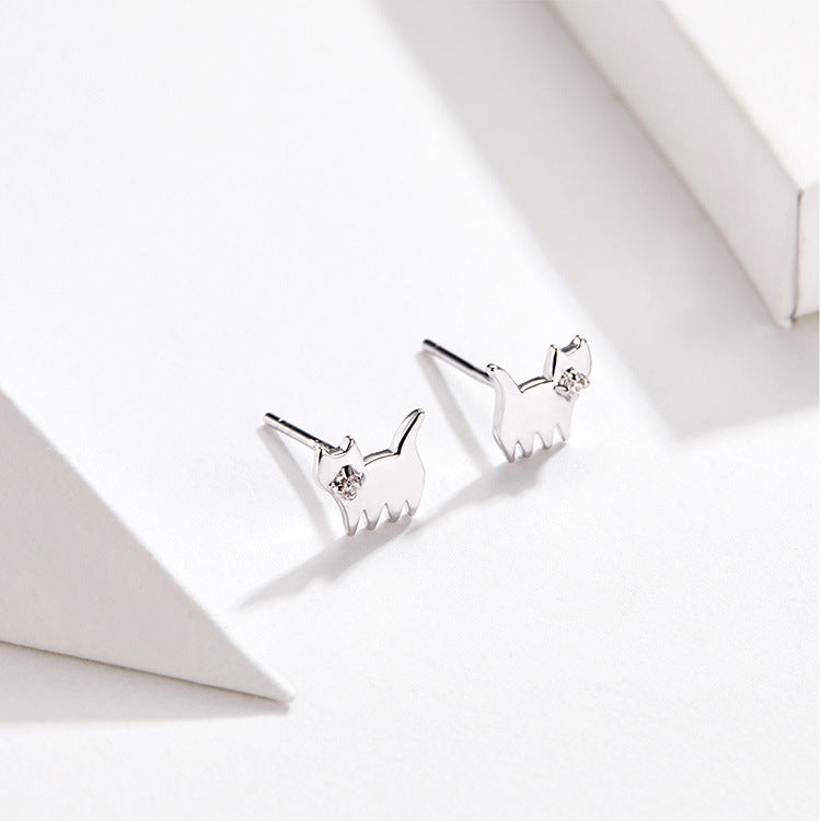 S925 cat earrings in sterling silver-Jewearrings