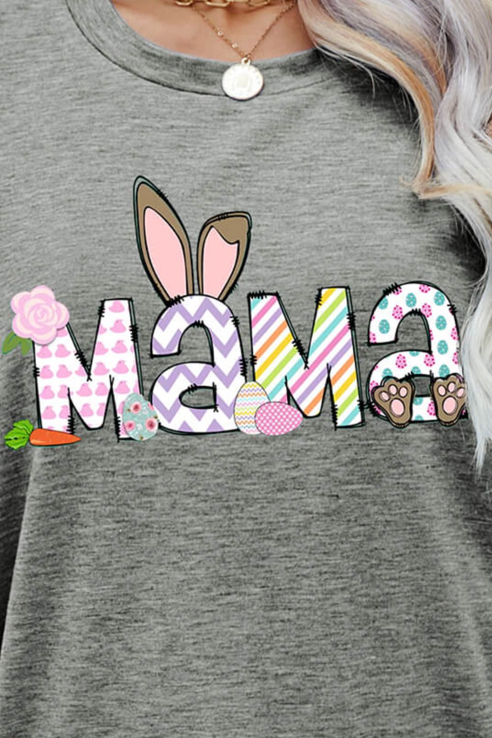 Easter MAMA Graphic Round Neck T-Shirt-Jewearrings