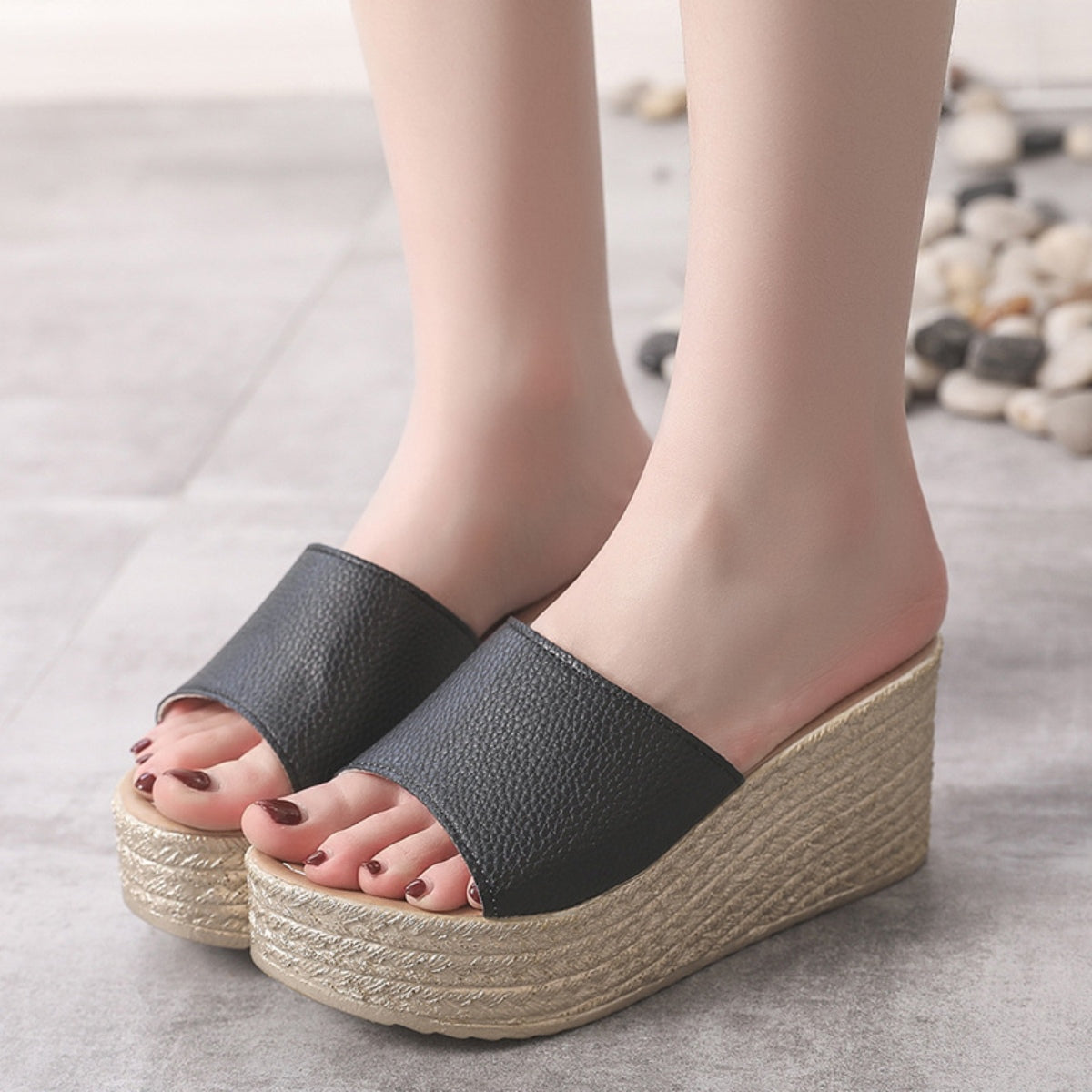 PU Leather Open Toe Sandals-Jewearrings