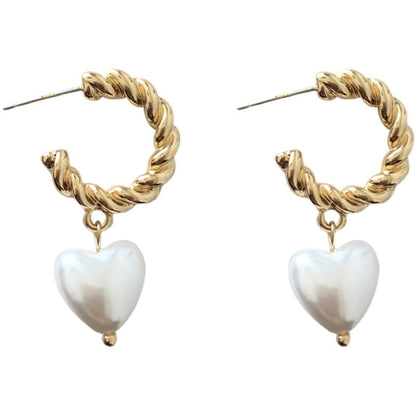 Pearl Love Earrings Simple Personality C-Shaped Twist Earrings-Jewearrings