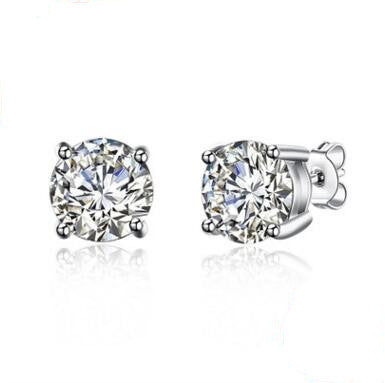 S925 Sterling Silver Four-claw Zircon Earrings-Jewearrings