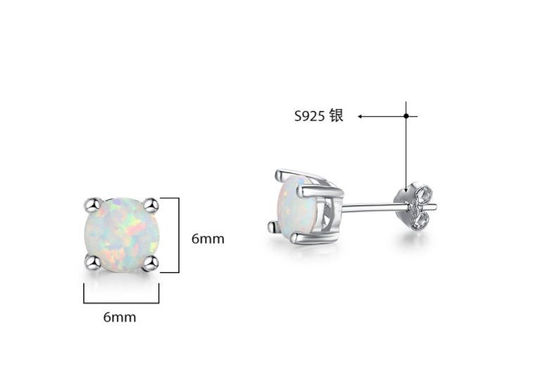 Fashionable And Simple 6mm Sterling Silver S925 Earrings-Jewearrings