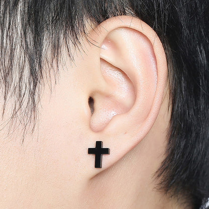 Men's stainless steel cross necklace earrings-Jewearrings