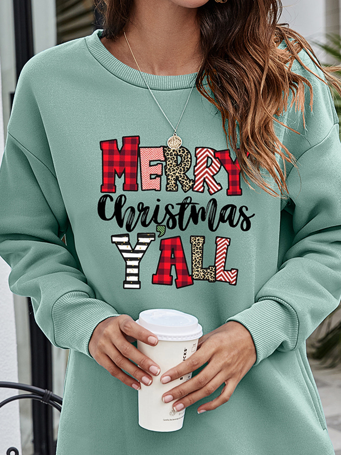 MERRY CHRISTMAS Y'ALL Graphic Sweatshirt-Jewearrings