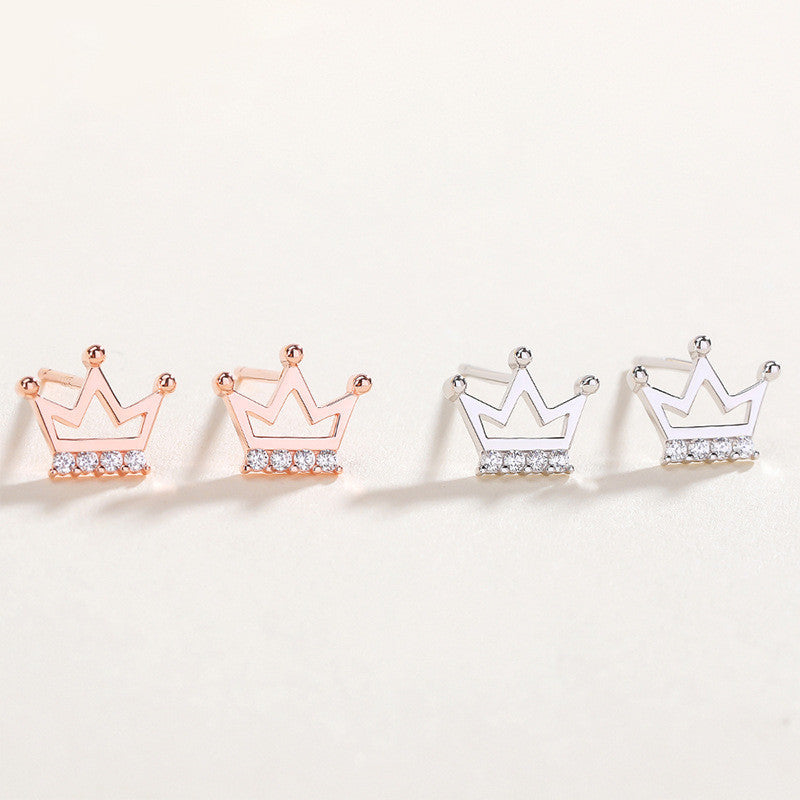 Crown stud earrings with diamonds-Jewearrings