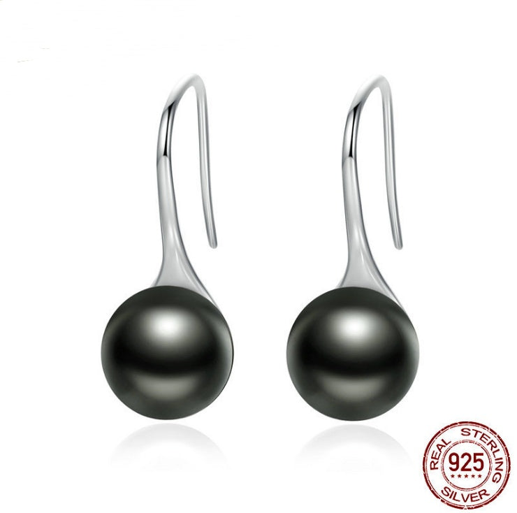 Sterling silver s925 earrings female black pearl personality earrings-Jewearrings