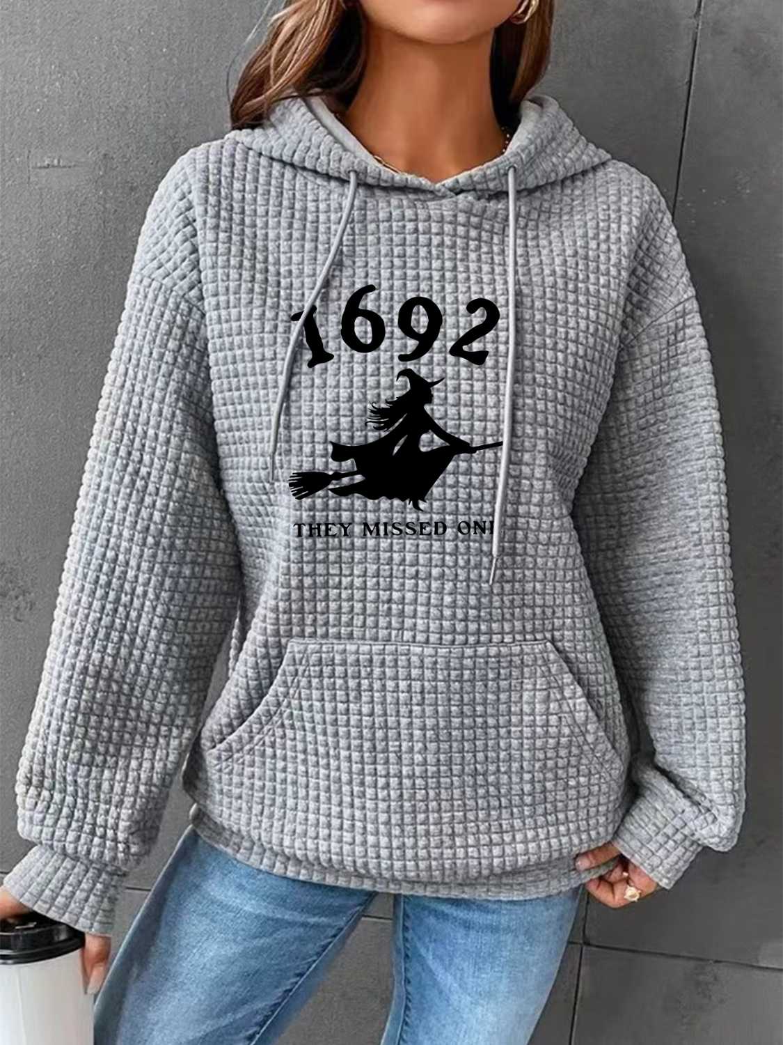 1962 THEY MISSED ONE Graphic Hoodie with Front Pocket-Jewearrings