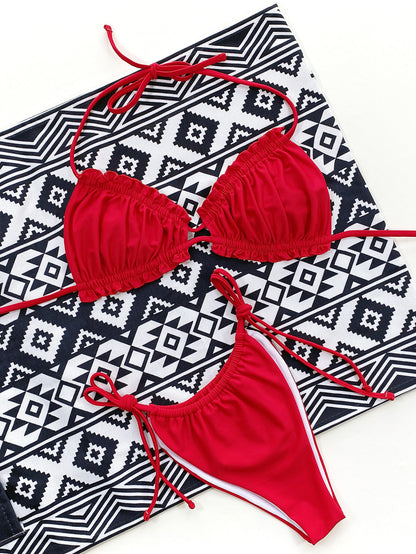 Frill Trill Halter Neck Bikini Set-Jewearrings