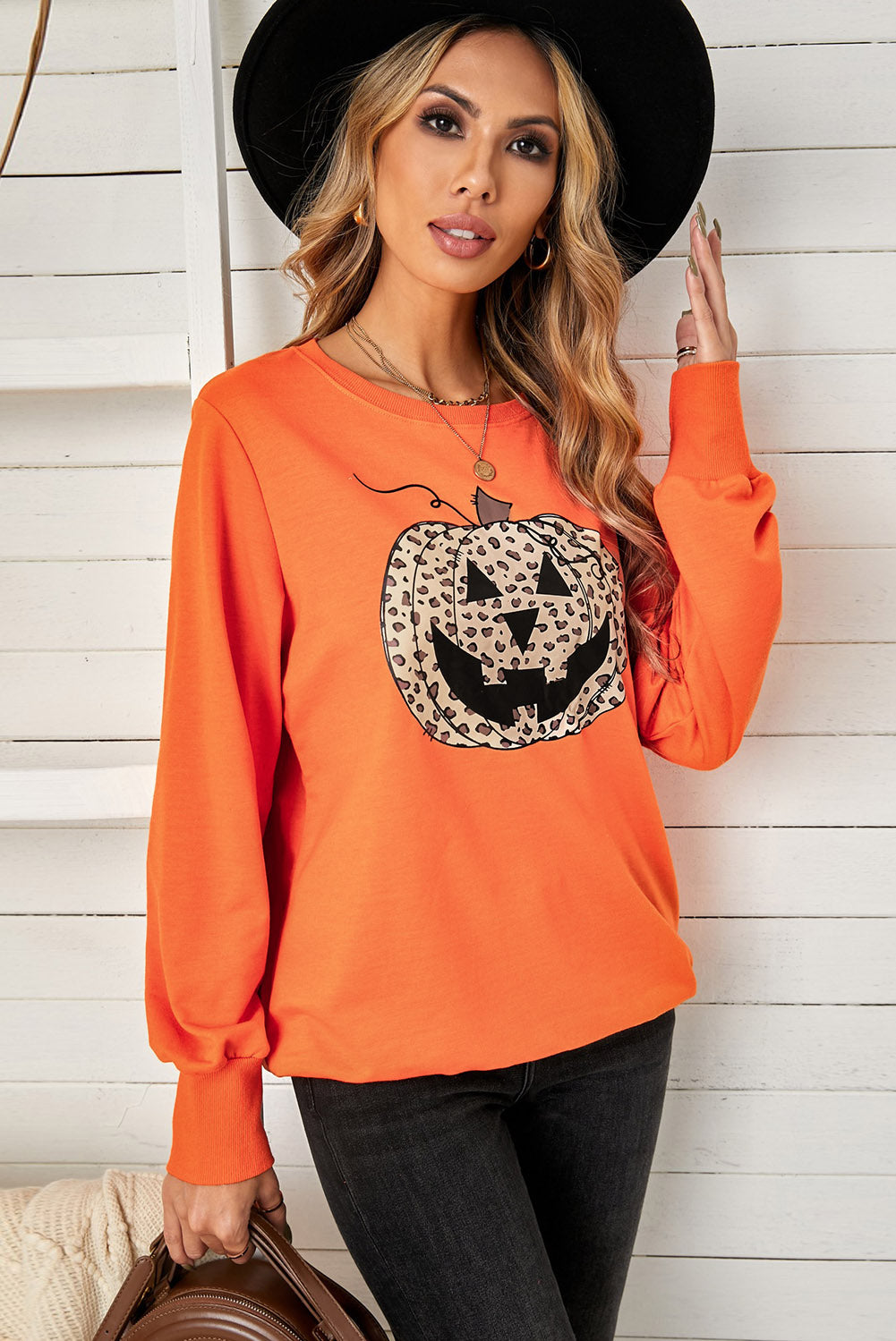 Leopard Jack-O-Lantern Sweatshirt-Jewearrings