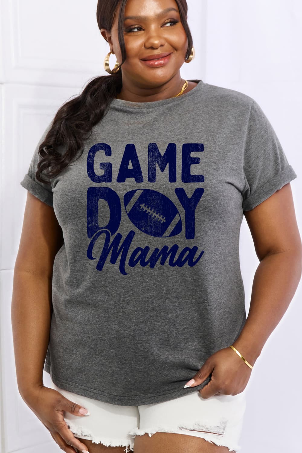 Simply Love Full Size GAMEDAY MAMA Graphic Cotton Tee-Jewearrings