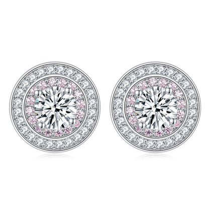 Sterling Silver Round Micro Set Zircon Earrings-Jewearrings