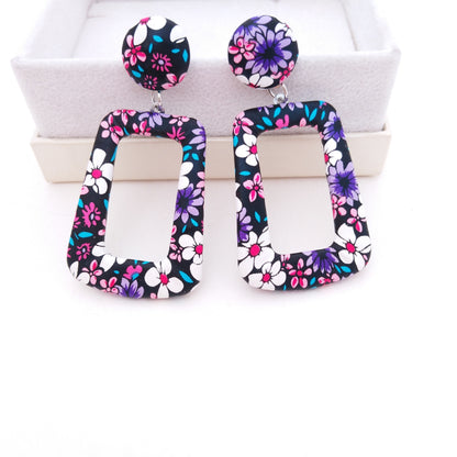 Fashion Retro Geometric PU Female Dangle Earrings-Jewearrings