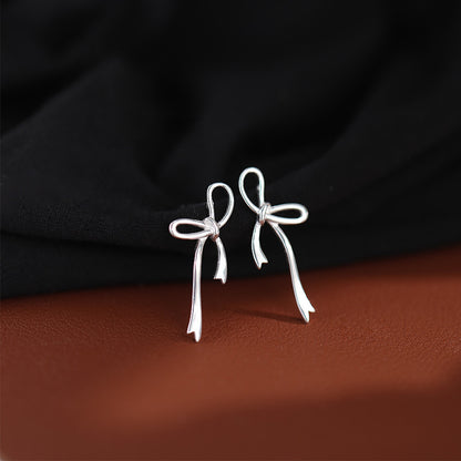 Hollow Bow Stud High Sense Special-interest Design Round Face Earrings-Jewearrings