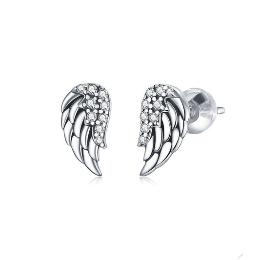 Sterling Silver Wing Stud Earrings-Jewearrings