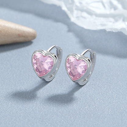 925 Loving Heart In Sterling Silver Zircon Earrings Women's Heart-shaped-Jewearrings