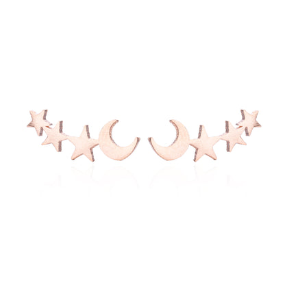 Cute Mini Girl Series Star Moon Combination Stud Earrings University Style Birthday Gift-Jewearrings