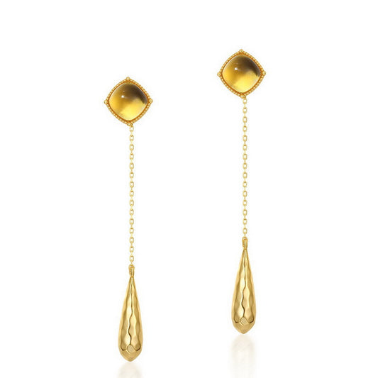 Drop Tassel Geometric Stud Earrings-Jewearrings