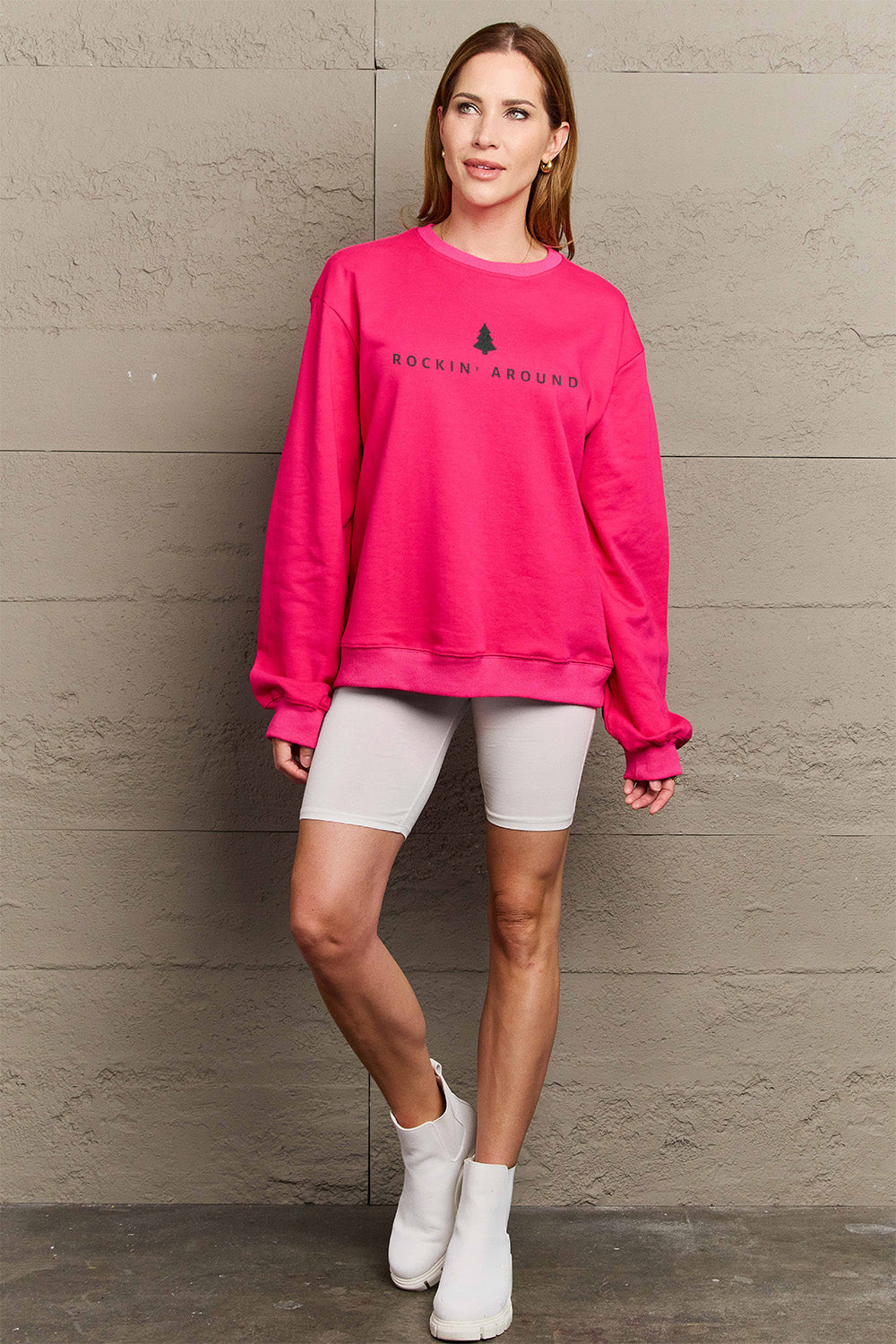 Simply Love Full Size ROCKIN AROUND Long Sleeve Sweatshirt-Jewearrings