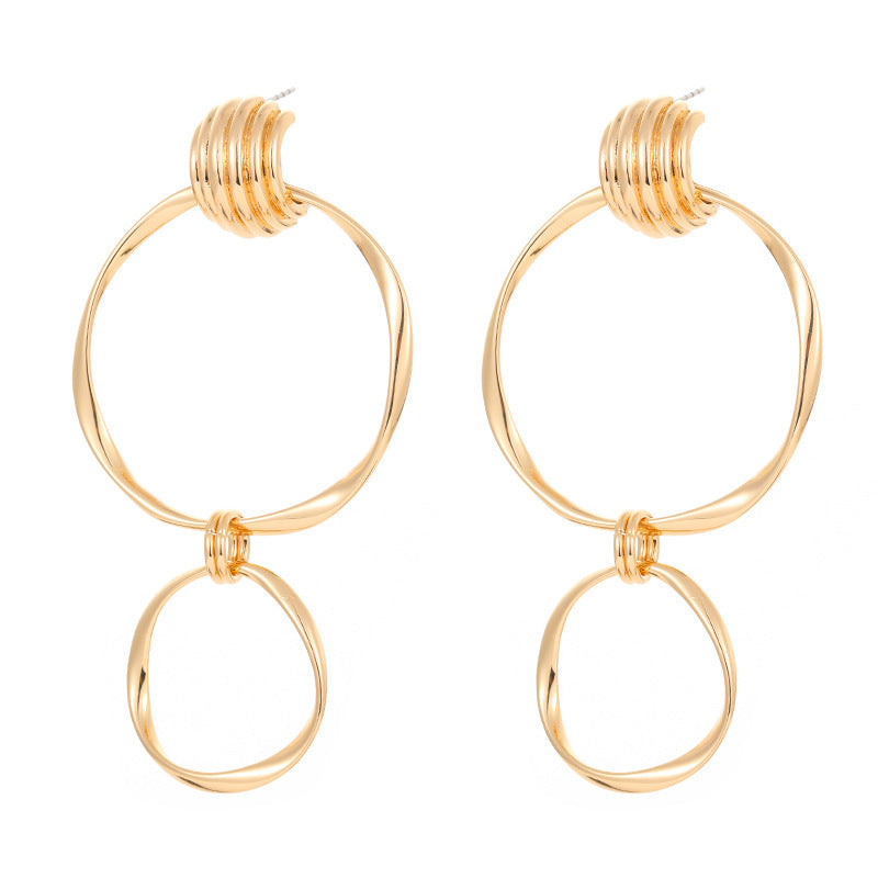 Women's Exaggerated Metal Grain Gold-plated Earrings-Jewearrings