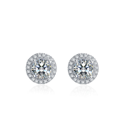 Luxury round bag moissanite silver earrings-Jewearrings