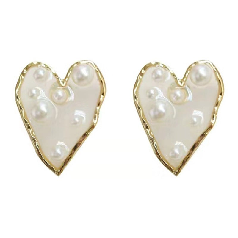 Pearl geometric stud earrings-Jewearrings