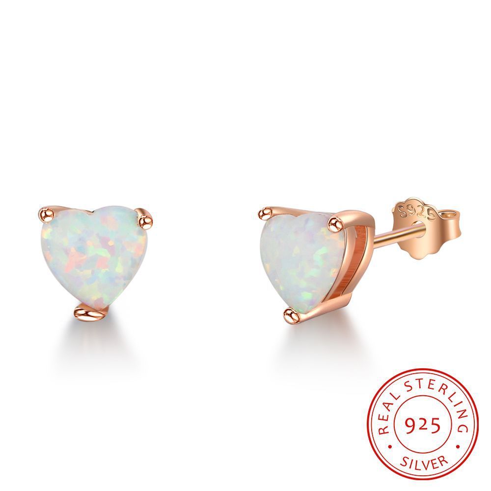 Fire Opal Small Heart Stud Earrings-Jewearrings