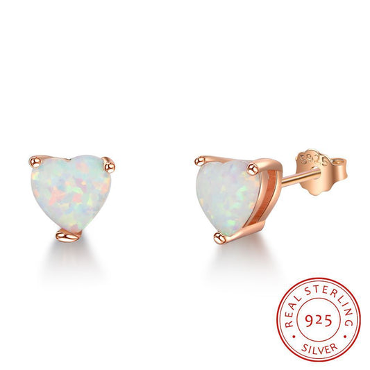 Fire Opal Small Heart Stud Earrings-Jewearrings