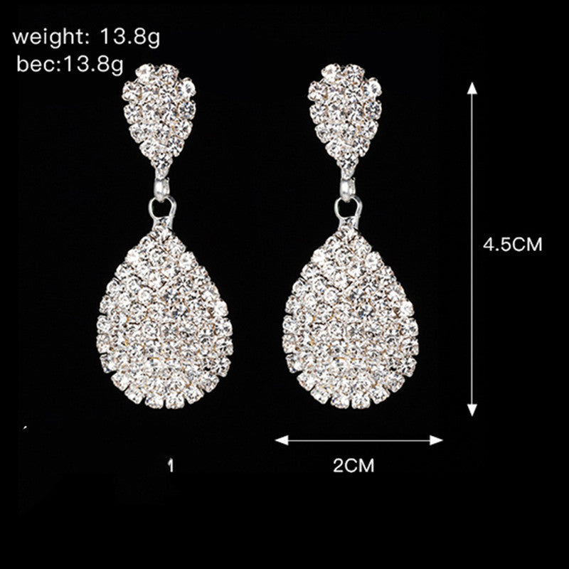 Rhinestone Claw Chain Drop Stud Earrings-Jewearrings