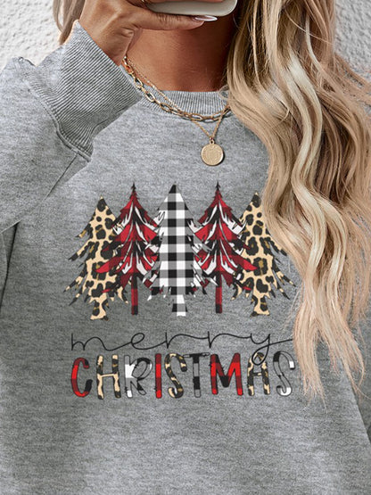 MERRY CHRISTMAS Round Neck Long Sleeve Sweatshirt-Jewearrings