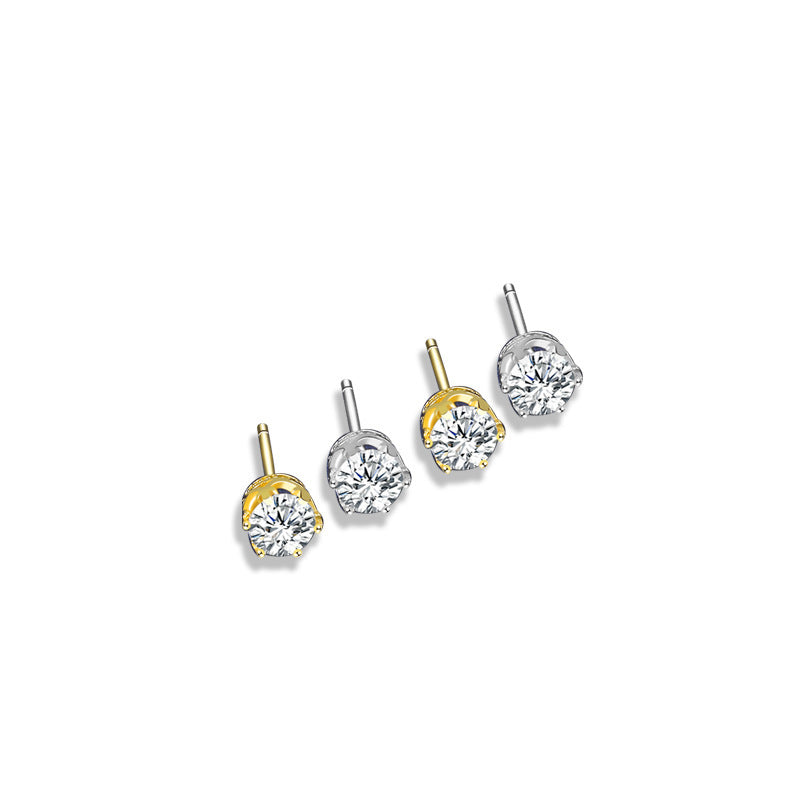 Fashion S925 Sterling Silver Crown Six Prong Earrings-Jewearrings