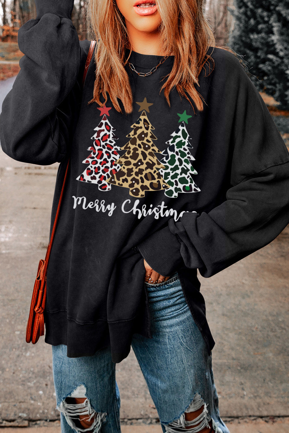 MERRY CHRISTMAS Graphic Dropped Shoulder Sweatshirt-Jewearrings