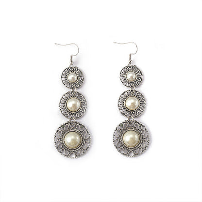 Three-layer pearl ring hat earrings-Jewearrings