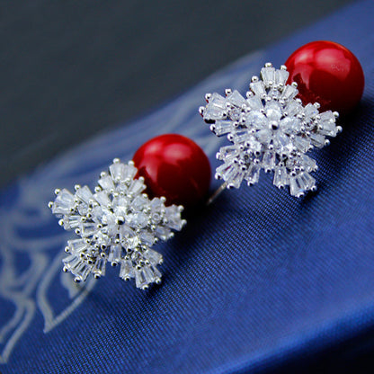 Snow pearl earrings-Jewearrings